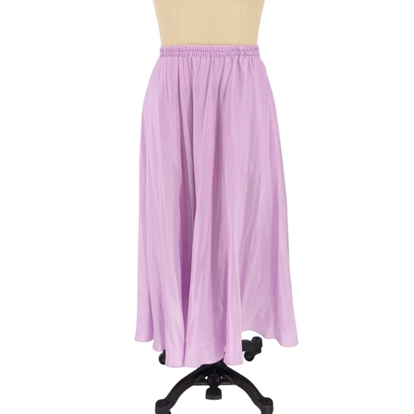 NEW Vince Silk A Line Midi Skirt Purple L flowy satin bohemian coquette girl - Picture 1 of 8